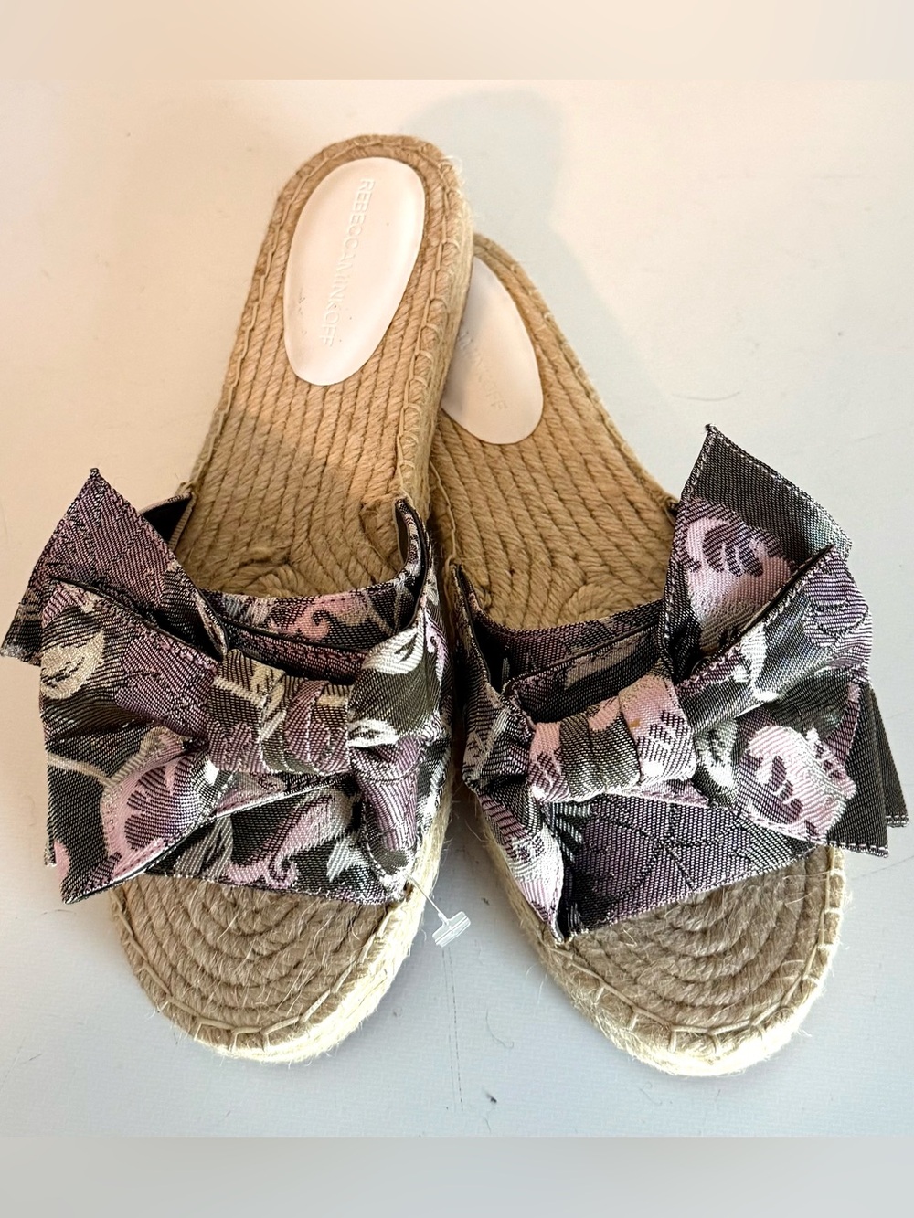 WOMEN'S SIZE 9 REBECCA MINKOFF ESPADRILLE PURPLE BOW SLIDE SANDALS NWT